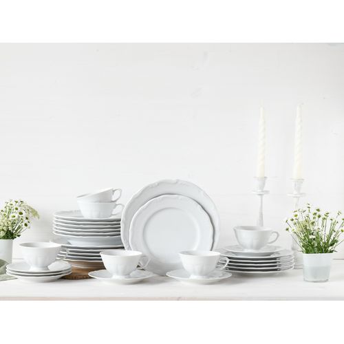 Kombiservice CREATABLE "Geschirr-Set Maria Theresia", weiß, 30 Stk., Porzellan, Geschirr-Sets, Kombiservice, Service, weiß, klassische, traditionelle Form, 30 Teile für 6 Personen