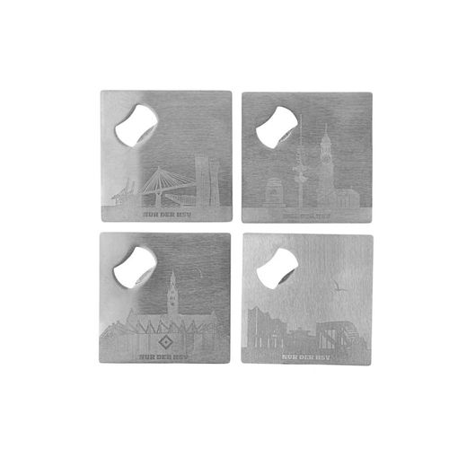 Getränkeuntersetzer HAMBURGER SV "Hamburger SV Untersetzer HSV Untersetzer Metall 4er Set", silber (mehrfarbig), Untersetzer