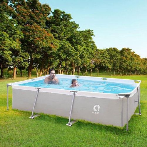 Großes Stahl-Pool für die ganze Familie, Grau, 3x2 Meter, sehr energiesparend