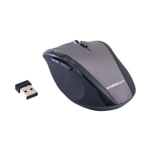 Schäfer Shop Select Funkmaus, 5 Tasten & Scrollrad, bis 1600 dpi, mit USB-Dongle, schwarz-grau