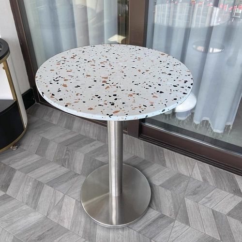 Restauranttisch, runder Terrazzotisch, runder Tisch für Dessertläden, Tisch für Milchteeläden, kleiner Tisch für Cafés 60 x 75cm XYZBX56543