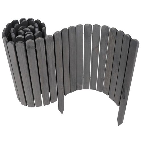 Aquagart 3 x Holz Rollzaun Grau 20x200 cm Beeteinfassung für Beet-& Rasenabgrenzungen I Flexible Beetumrandung für Wege