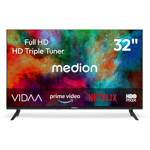 MEDION 80 cm (32 Zoll) Full HD Fernseher (Smart-TV, VIDAA Store, HBO Max, MagentaTV, Prime Video, Disney+, DAZN, Paramount+, HbbTV, PVR, HDR Triple Tuner, MD 832102)