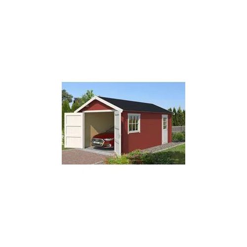 Garage LASITA MAJA "Dillon", rot (schwedenrot), Massivholz, Garagen, BxT: 340x580 cm, 202 cm Einfahrthöhe