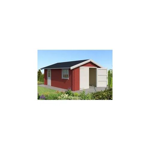 Garage LASITA MAJA "Yarik", rot (schwedenrot), Massivholz, Garagen, BxT: 474x583 cm, 202 cm Einfahrthöhe