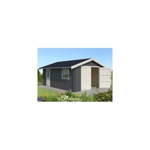 Garage LASITA MAJA "Yarik", grau (carbongrau), Massivholz, Garagen, BxT: 474x583 cm, 202 cm Einfahrthöhe