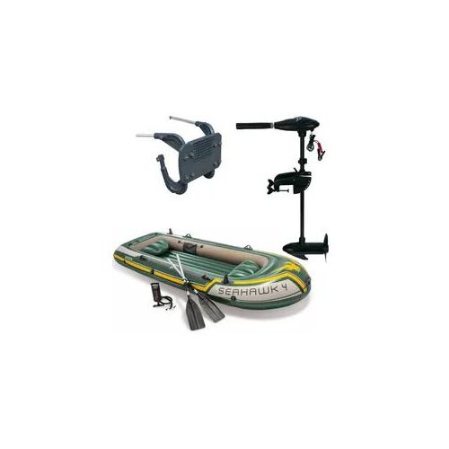 Intex 68631 Schlauchboot-Set Seahawk 4 inkl. Außenbordmotor & Befestigung