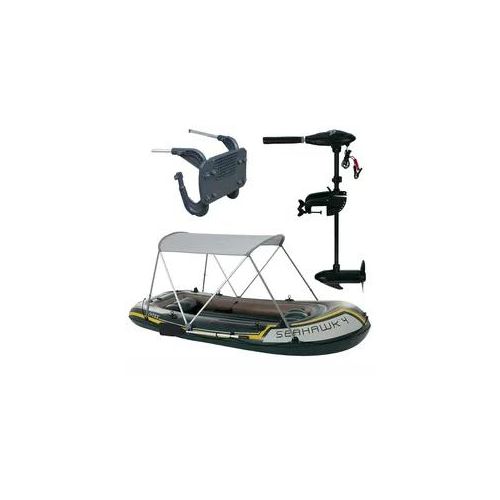 Intex Schlauchboot-Set Seahawk 4 inkl. Außenbordmotor, Befestigung & Überdachung