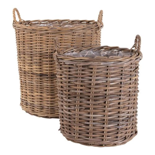 Korbset, Braun, Kunststoff, 2-teilig, Rattan, Ordnen & Aufbewahren, Aufbewahrungskörbe
