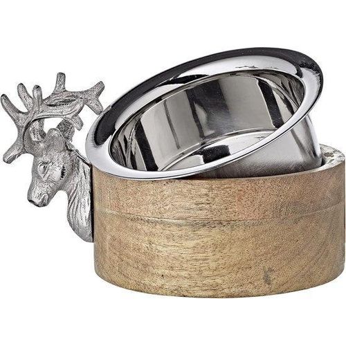 Hirsch-Tischplatte aus Holz und Metall - Silberfarbene Anodisierung - 175 x 135 cm - Holz