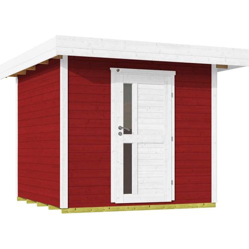 Gartenhaus WEKA "Designhaus 172", rot (rot, weiß), Fußboden im Gartenhaus, ohne Dacheindeckung, Massivholz, Gartenhäuser, Gartenhaus