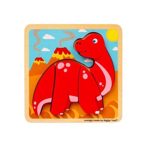 Bigjigs Wooden Shape Puzzle Diplodocus - 4 pcs.