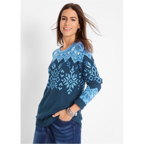 bonprix Pullover mit Norwegermuster, blau, Gr.52/54 (XXL), Gemütlicher Pullover mit Norwegermuster, 50% Baumwolle