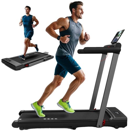 Laufband, 2,25 PS Motor, Geschwindigkeitsbereich 1-12 km/h, 7-lagige Lauffläche, faltbar, Bluetooth