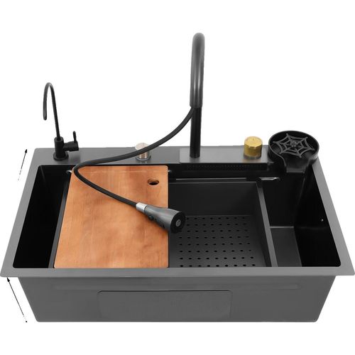 Utility Sink, Edelstahl, Vielseitige Installationsmöglichkeiten, schwarz