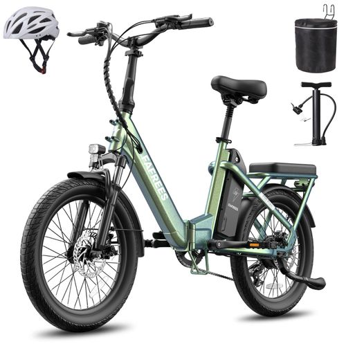 E-Bike Faltrad mit 36 V 20 Ah Akku bis zu 100 km Pedelec Aluminiumlegierung 20 Zoll Klapprad 250 W, Grünviolett