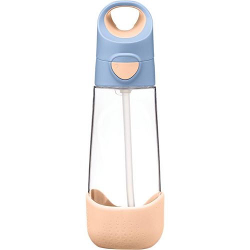 b.box Bottle with Straw fles met rietje Peach 600 ml