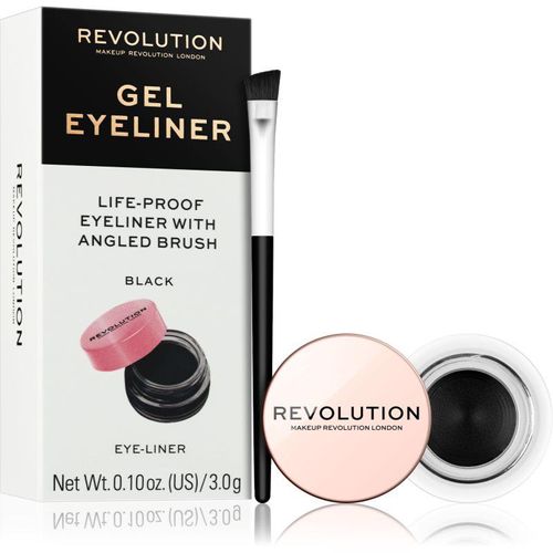 Revolution Gel Eyeliner Pot Gel Eye Liner met Kwastje Tint Black 3 g