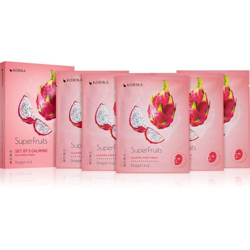 KORIKA SuperFruits Dragon Fruit - Set of 5 Calming Face Sheet Masks gezichtsmasker voor een speciale prijs met kalmerend effect Dragon fruit