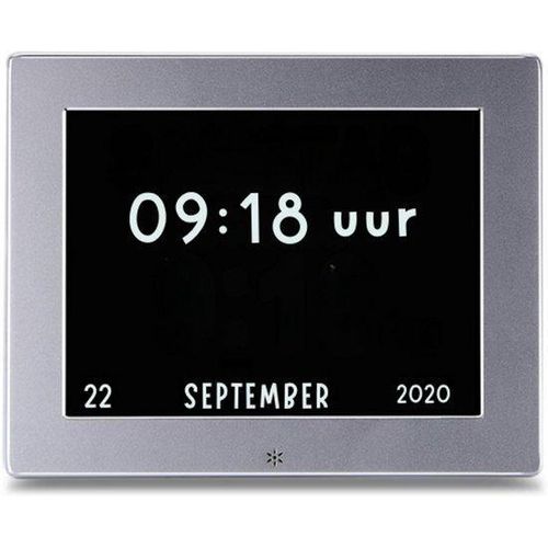 Digitale Wekker Für Senioren - 8 Zoll - Digitale Uhr - Tagesanzeige - Für Demenz - Sehbehinderte - Kinder - Senioren - Alzheimer Patienten - Silber