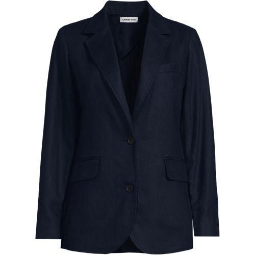 Premium Reinleinen-Blazer, Damen,  Blau, Leinen, by Lands' End