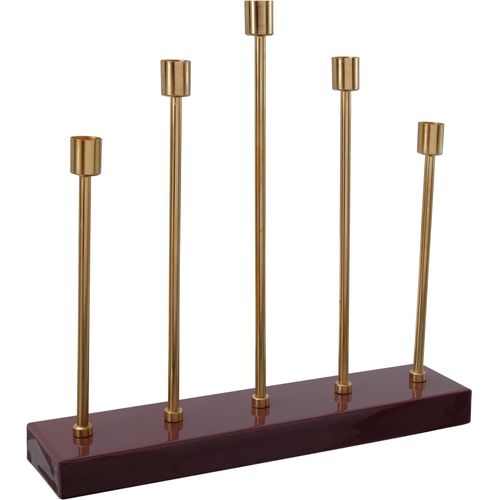 Kerzenhalter KAYOOM "Kerzenhalter Art Deco 525", gold (bordeaux), B:9cm H:40cm T:40cm Ø:0cm, Metall, Kerzenhalter, Kerzenhalter