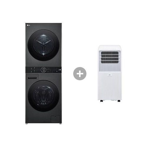 WashTower Schwarz Waschmaschine & Trockner in einem Gerät I WT1210BBF & Mobile Klimaanlage WT1210BBF.TF09001