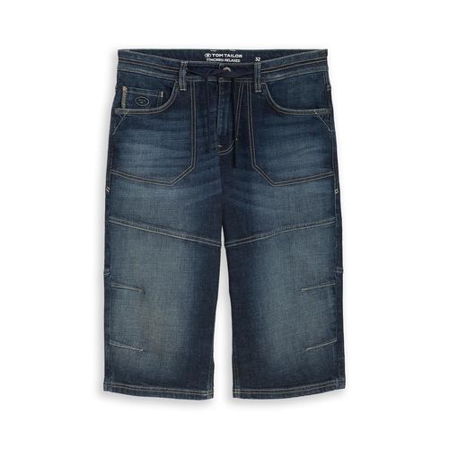 TOM TAILOR Herren TTMORRIS RELAXED Overknee Jeans Shorts mit Stretch, weiß, Uni, Gr. 28