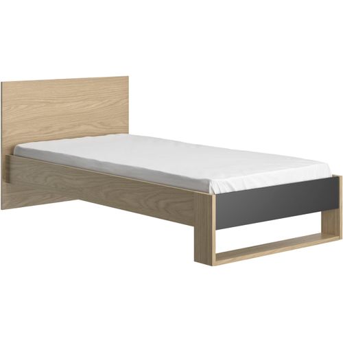 Kinderbett GAMI "NAEL", schwarz (eiche rookwood nachbildung, eiche rookwood nachbildung, eiche rookwood nachbildung, schwarz), B:100cm H:80cm L:205cm, Betten, Kinderbett