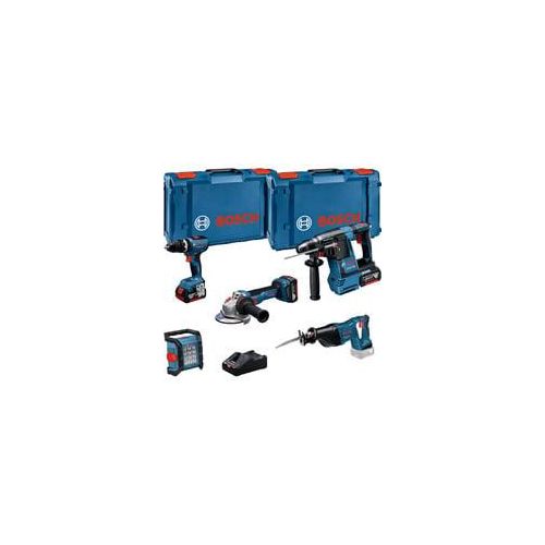 18V Profi Set, 5 Werkzeuge (GBH 18V-26, GSB 18V-65, GSA 18V-LI, GWS 18V-11, GLI 18V-1200 C), Werkzeug-Set blau, 3x Li-Ion Akku 5,0Ah, in XL-BOXX