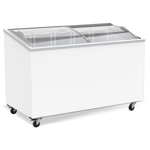 Tiefkühltruhe 397 Liter | Glasdeckel | abschließbar | -24 bis -18°C | Gewerbe Kühltruhe mobil