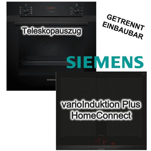 Herdset Siemens 3D-Heißluft Hydrolyse Teleskopauszug + Induktionsfeld flexZonen PowerBoost