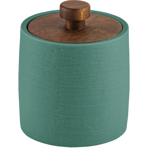Wattepadspender KLEINE WOLKE "Harper", petrol, Bambus, Polyresin (Kunststein), Dosierspender