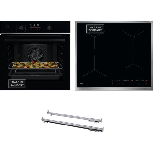 AEG Backofen-Set "HH24BSPIL", Energieeffizienz: A+ (A+++-D), schwarz, Herdsets, AirFry: knusprige Ergebnisse mit wenig oder ohne Öl, Made in Germany