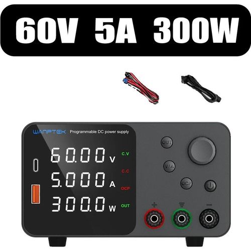 Wanptek DC-Netzteil, einstellbare Spannung bis zu 120V, einstellbarer Strom bis zu 10A, W-TPS605 Schwarz