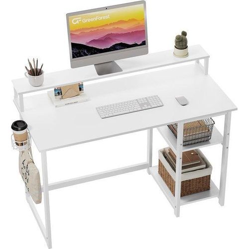 Compact Arbeitsplatz mit Schreibtisch, Aufbewahrung und Monitorhalter für Heimarbeit