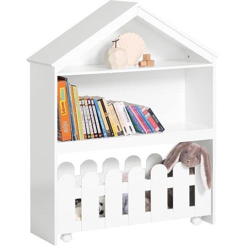 Kinderfreundliche Lagerungskasten mit Rädern und Bücherregal in Wohnform