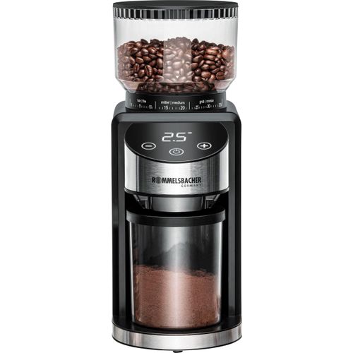 ROMMELSBACHER Kaffeemühle "EKM 400", schwarz (schwarz, edelstahl), B:19cm H:31cm T:12,2cm, Kaffeemühlen, mit Kegelmahlwerk, Antistatik-Funktion, 35 Mahlgrade