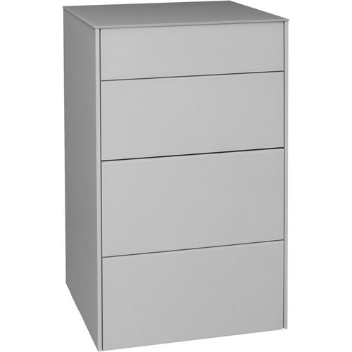 Kommode MÄUSBACHER "Imola", grau (kreidegrau matt lack, glas kreidegrau glanz), B:52cm H:89cm T:42cm, Sideboards, Kommode, Kommode mit Glasfront und Glasoberplatte