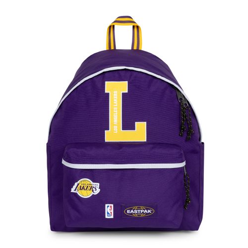 Freizeitrucksack EASTPAK "DAY PAK'R", Damen, Gr. B/H/T: 30cm x 40cm x 18cm, lila, los angeles lakers, Textil, Rucksäcke Freizeitrucksack, Unisex Freizeitrucksack, Cityrucksack mit Seitenfächern