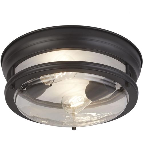 SEARCHLIGHT Deckenleuchte "Glasgow 2Lt Deckenleuchte - Metall & Klarglas", schwarz, klar, H: 14,5cm, 1 Stk., Leuchten, Deckenleuchte