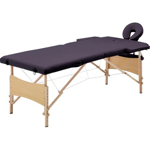 Massageliege Klappbar 2-Zonen mit Holzgestell Lila