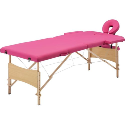 Massageliege Klappbar 2-Zonen mit Holzgestell Rosa