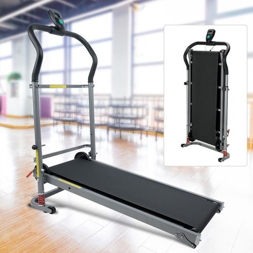 Walking Laufband, mechanisch klappbar Laufband, für zuhause & im Büro, mit 3 und 7 Grad Steigung, 95 x 52 x 124 cm Schwarz