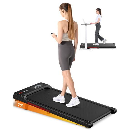 Walking Pad mit 7% Neigung, Laufband für Zuhause Büro Steigung Schreibtisch, Laufbänder 1-8 km/h, Laufbänder mit LCD-Display, Laufpad bis 130 kg