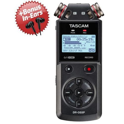 Tascam Audio-Recorder DR-05XP 2-Kanal Aufnahmegerät + Bonus In-Ear Kopfhörer