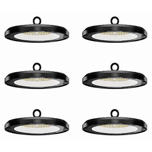 6er-Set - hoftronic UFO LED High Bay Eris 200 W 28000 lm 6500 K IP65 Schwarz
