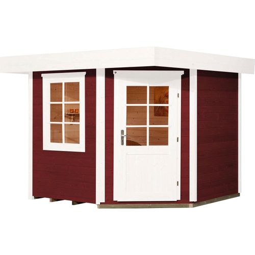 Gartenhaus WEKA "Designhaus 213 Plus", rot (rot, weiß), Fußboden im Gartenhaus, ohne Dacheindeckung, Massivholz, Gartenhäuser, Gartenhaus