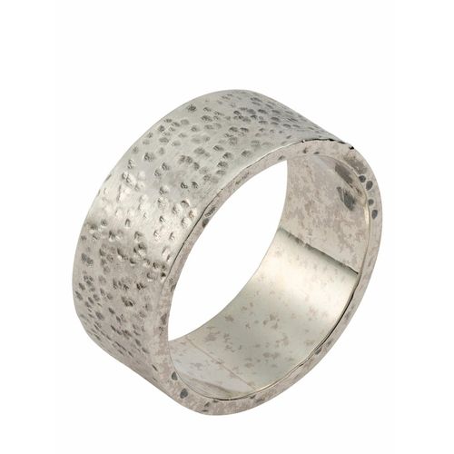 Mey & Edlich Herren Hammerschlag-Ring Metallic 925er Sterlingsilber
