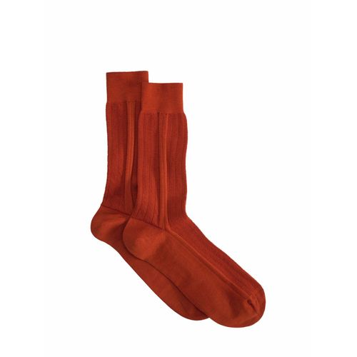 Mey & Edlich Herren Riffel-Businesssocke Orange 80 % Baumwolle, 20 % Polyamid